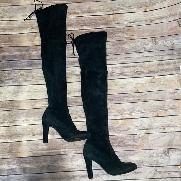 Stuart Weitzman Black Suede Highland Over-the-Knee High Heel Boot 8.5 - Picture 9 of 16